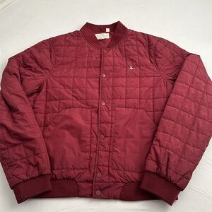 Jack Wills cranberry quilted snap front bomber jacket